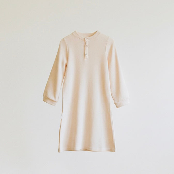 Youth / Kids / Toddler / Children’s Cotton Long-Sleeve Waffle Knit Sleep Gown | Cream