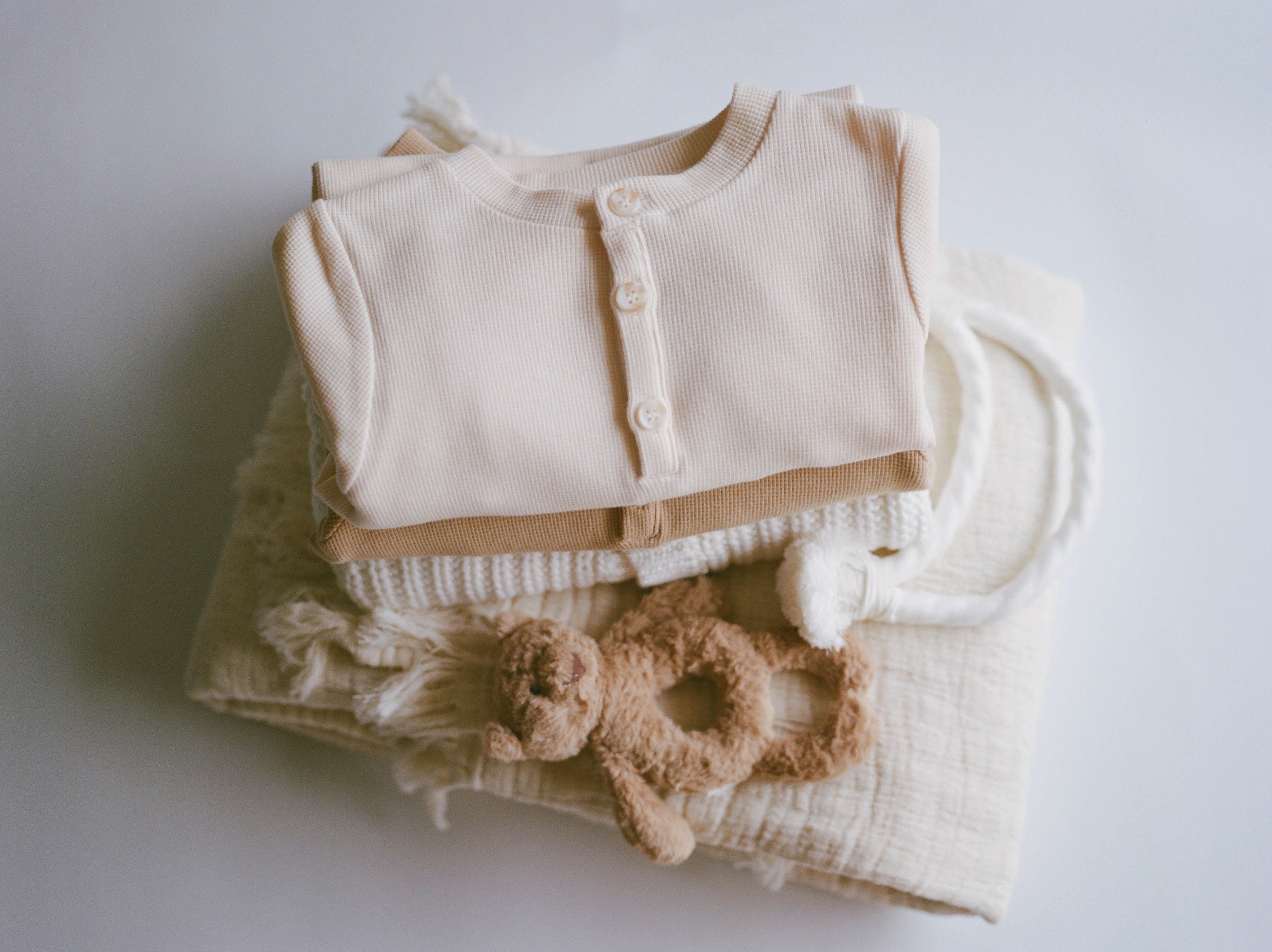 Youth / Kids / Toddler / Children’s Cotton Long-Sleeve Waffle Knit Sleep Gown | Cream